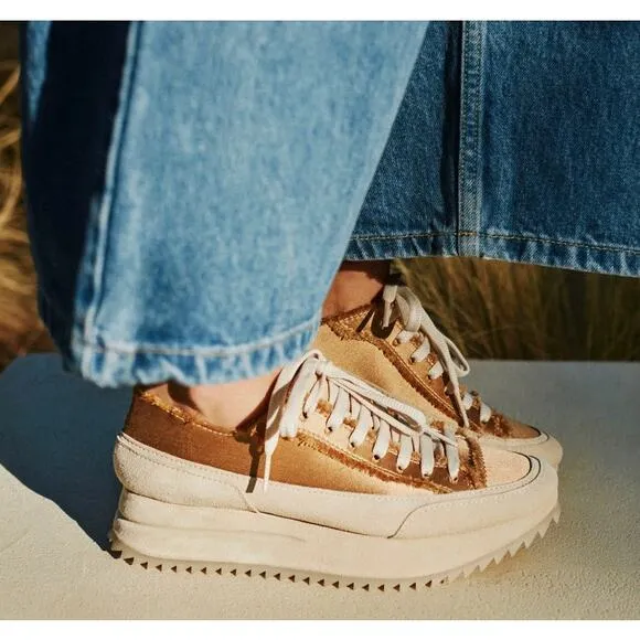 Pedro García Orella Frayed Satin Trainer Brulee Satin Size 37 EU 6.6.5 US NWOB