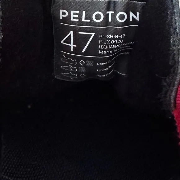 Peloton Cycling Shoes- Mens- Size 47- Black Red- [PL-SH-B-47]- Low Top- Comfort