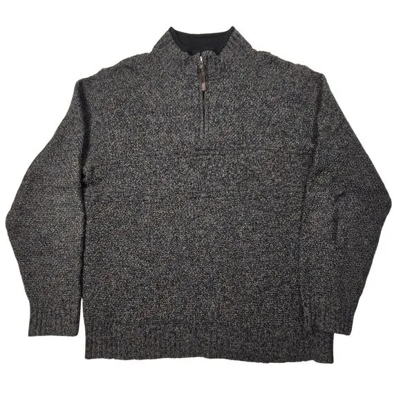 Pendleton Sweater Men Medium M Washable Shetland Wool Black Grey Quarter Zip