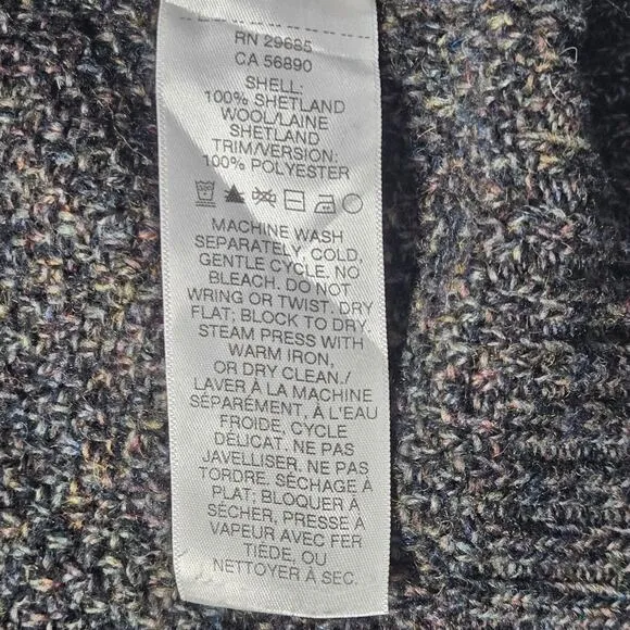Pendleton Sweater Men Medium M Washable Shetland Wool Black Grey Quarter Zip