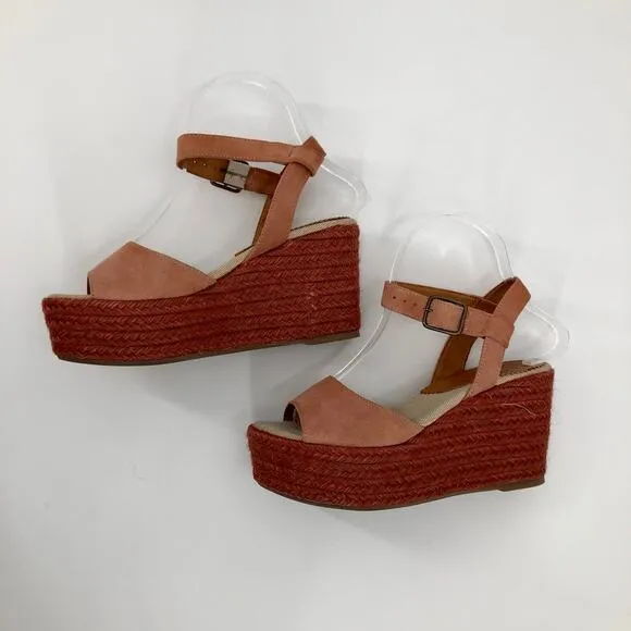 PENELOPE CHILVERS Hannah Suede Espadrille Wedge Heels Strappy Women's Size 5