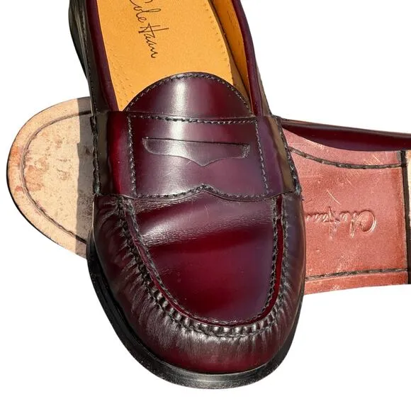 Penny Loafers Cole Haan Pinch Size 9D Burgundy Luxury Premium EUC