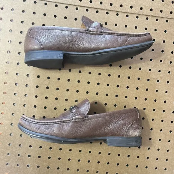 Peter Millar Crown Bit Leather Grain Loafer Shoes Brazil Made Brown Size 9.5 Men