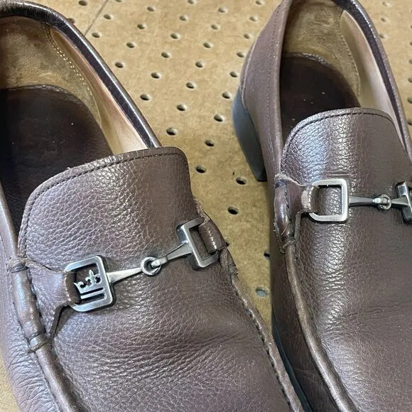Peter Millar Crown Bit Leather Grain Loafer Shoes Brazil Made Brown Size 9.5 Men