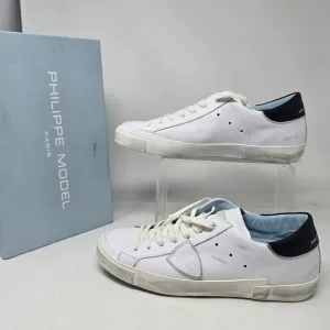 Philippe Model Mens 43 US 10 10.5 PRSX Low Man Veau Blanc Noir Distressed Shoes