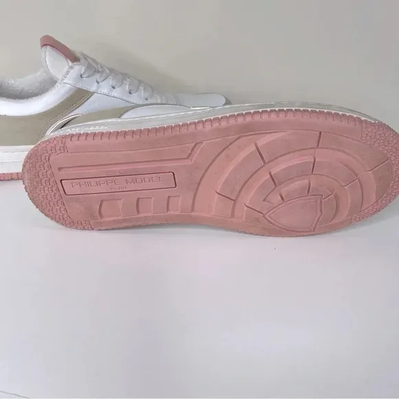 PHILIPPE MODEL PARIS SNEAKERS LYON TENNIS WOMEN WHITE PINK SIZE 39 90’s organic