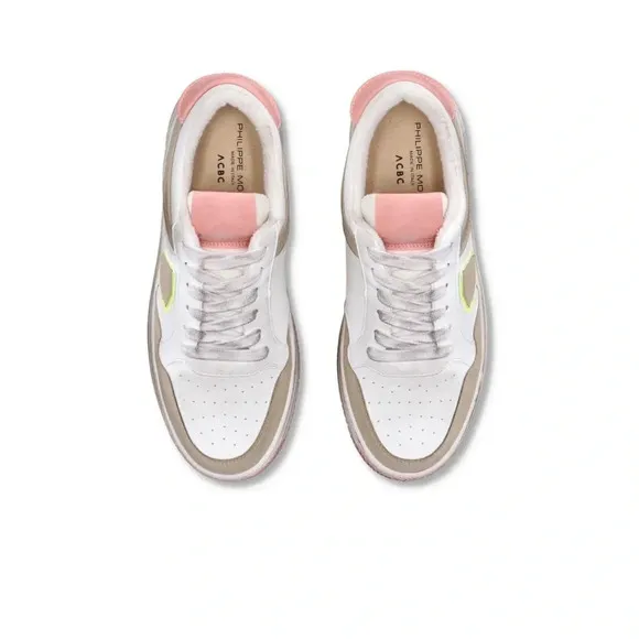PHILIPPE MODEL PARIS SNEAKERS LYON TENNIS WOMEN WHITE PINK SIZE 39 90’s organic