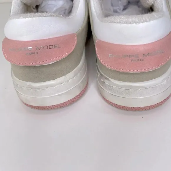 PHILIPPE MODEL PARIS SNEAKERS LYON TENNIS WOMEN WHITE PINK SIZE 39 90’s organic