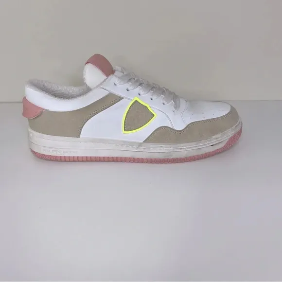 PHILIPPE MODEL PARIS SNEAKERS LYON TENNIS WOMEN WHITE PINK SIZE 39 90’s organic
