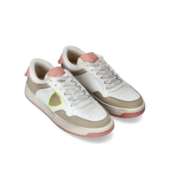 PHILIPPE MODEL PARIS SNEAKERS LYON TENNIS WOMEN WHITE PINK SIZE 39 90’s organic
