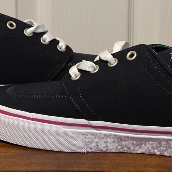 Polo Ralph Lauren Faxon X Low Canvas Shoes Navy Pink Floral Men’s Size 7.5 NEW
