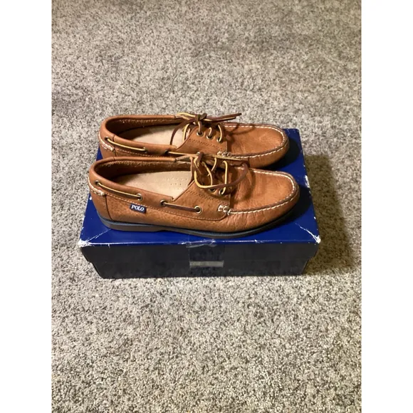 Polo Ralph Lauren Men's Boat Shoes Size 10 Brown Leather Casual