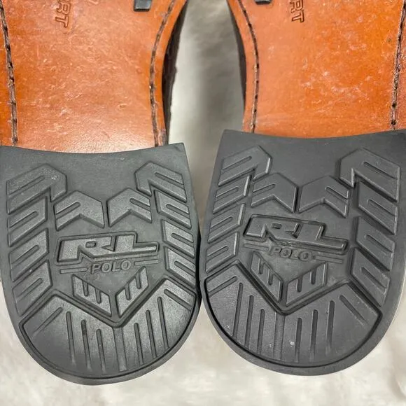 🔥POLO SPORT Ralph Lauren Alligator Embossed Leather Slip On Mens Loafers 7.5 B