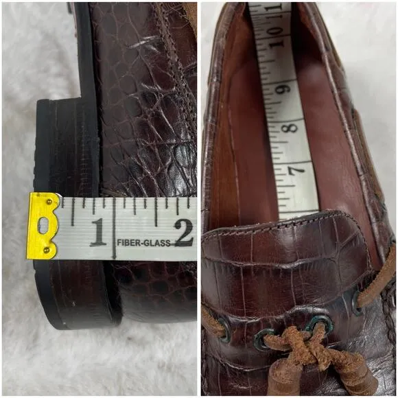 🔥POLO SPORT Ralph Lauren Alligator Embossed Leather Slip On Mens Loafers 7.5 B