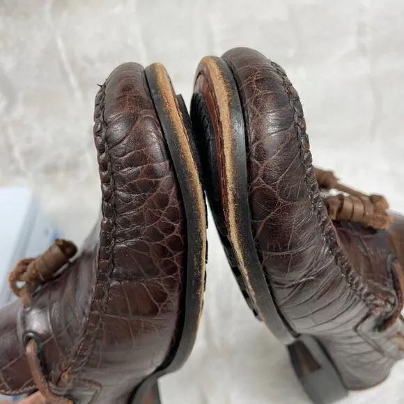 🔥POLO SPORT Ralph Lauren Alligator Embossed Leather Slip On Mens Loafers 7.5 B