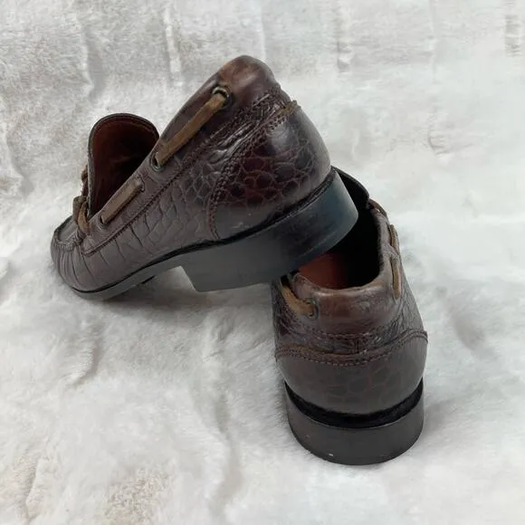 🔥POLO SPORT Ralph Lauren Alligator Embossed Leather Slip On Mens Loafers 7.5 B