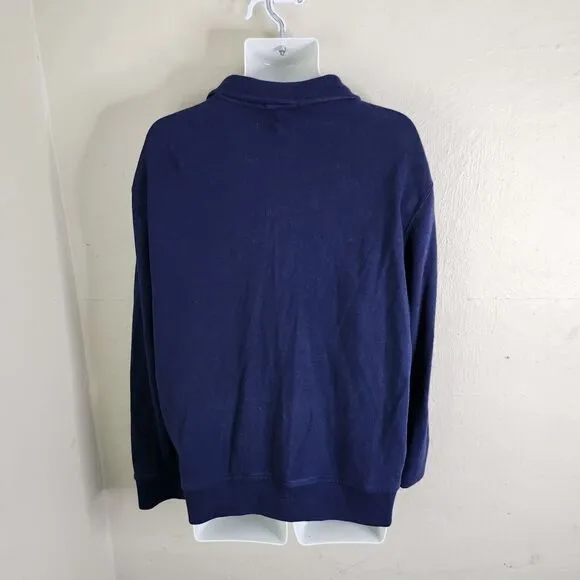 POLO Sweater Men XL Ralph Lauren PRL Gold logo French Navy Prep Pullover 1/4 Zip