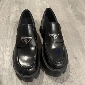 Prada Black Leather Loafers with Chunky Sole