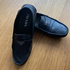 Prada Men Black Leather Drivers Loafers Shoes Size 5