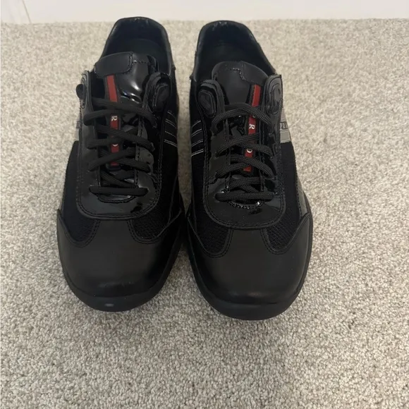 Prada Men’s Black &amp; Silver Sneakers