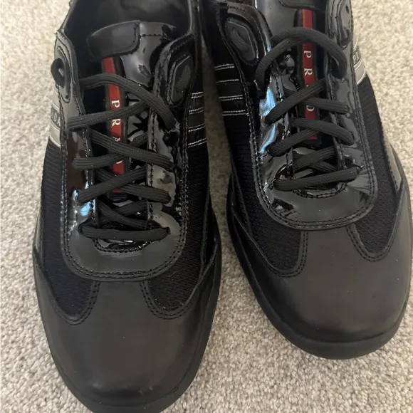 Prada Men’s Black &amp; Silver Sneakers