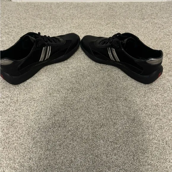 Prada Men’s Black &amp; Silver Sneakers