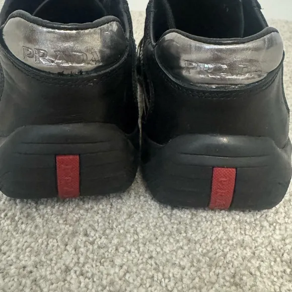 Prada Men’s Black &amp; Silver Sneakers