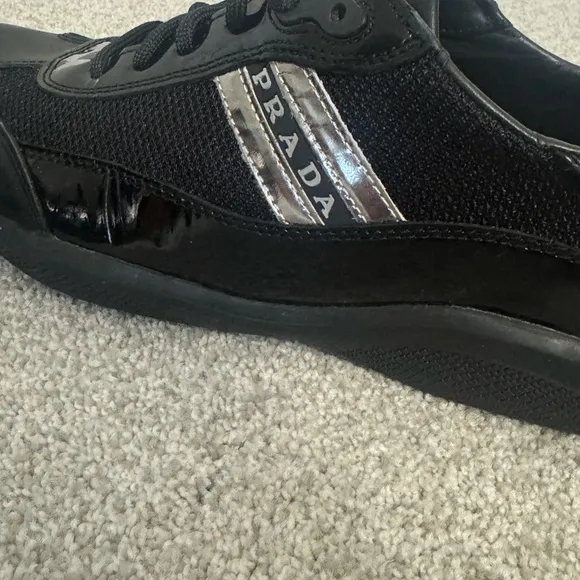 Prada Men’s Black &amp; Silver Sneakers