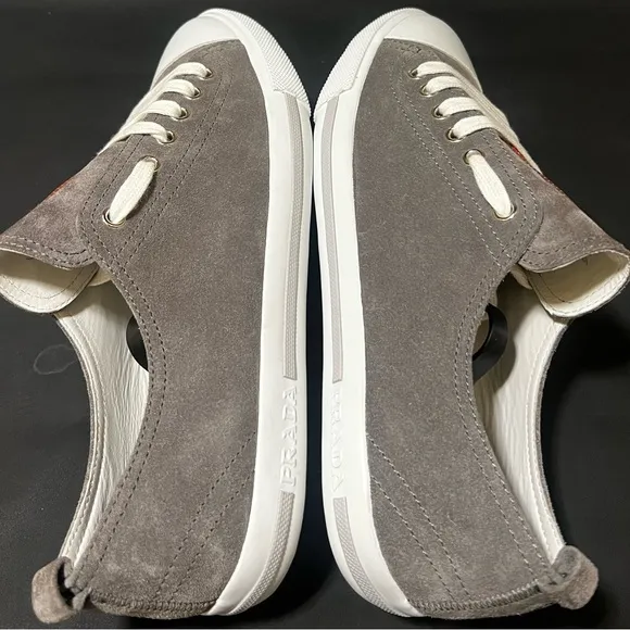 Prada Men's Gray Suede Cap Toe Sneakers Like NWT