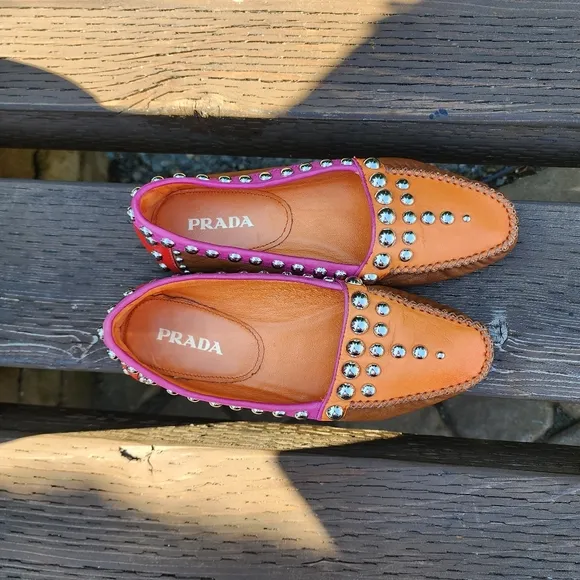 Prada multi colored studded driving shoes Prada Size 36 US 6 made in Italy  🇮🇹