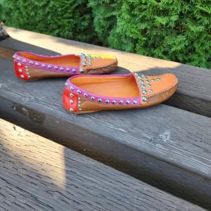 Prada multi colored studded driving shoes Prada Size 36 US 6 made in Italy  🇮🇹