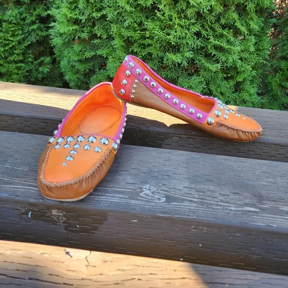 Prada multi colored studded driving shoes Prada Size 36 US 6 made in Italy  🇮🇹