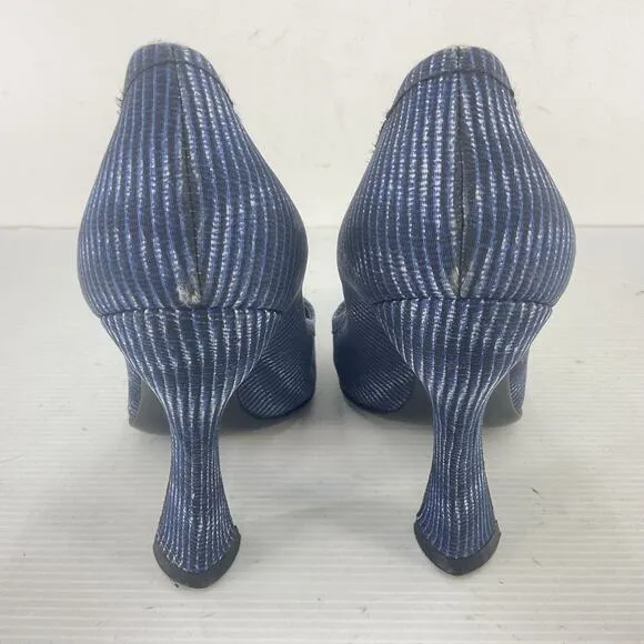 PRADA Vintage 2004 Runway Blue Silk Pump Heels Women's Size 8 Designer Preowned