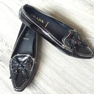 Prada Vintage Patent Leather Driving Moccasins
