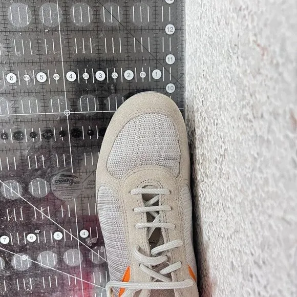 Prada Women Size EU 36.5 US 6.5 Silver Grey Orange Suede Lace Up Shoes