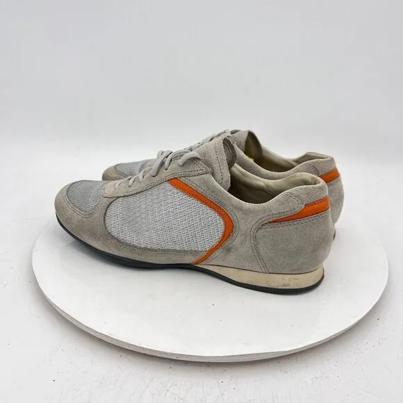Prada Women Size EU 36.5 US 6.5 Silver Grey Orange Suede Lace Up Shoes