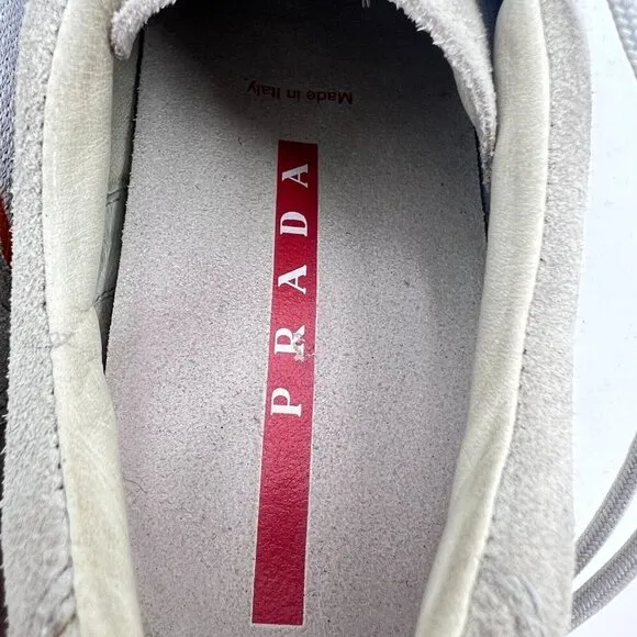 Prada Women Size EU 36.5 US 6.5 Silver Grey Orange Suede Lace Up Shoes