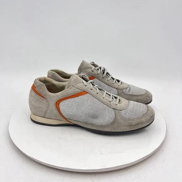 Prada Women Size EU 36.5 US 6.5 Silver Grey Orange Suede Lace Up Shoes