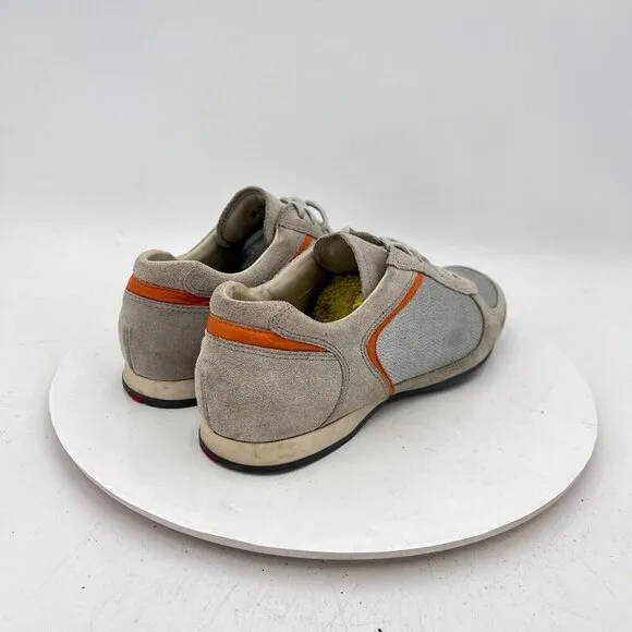 Prada Women Size EU 36.5 US 6.5 Silver Grey Orange Suede Lace Up Shoes