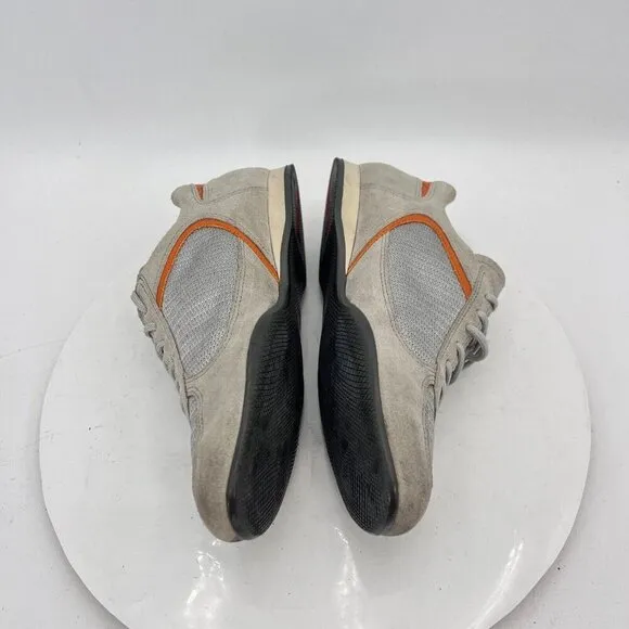 Prada Women Size EU 36.5 US 6.5 Silver Grey Orange Suede Lace Up Shoes