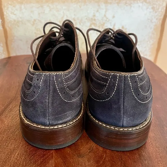 PREOWNED Johnston &amp; Murphy Wingtip Oxford  Shoes Mens 10‎.5 Blue suede wore once