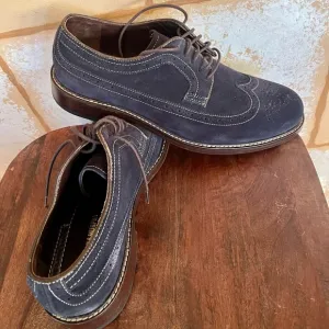 PREOWNED Johnston &amp; Murphy Wingtip Oxford  Shoes Mens 10‎.5 Blue suede wore once