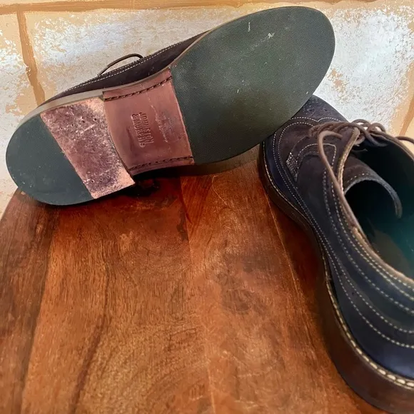 PREOWNED Johnston &amp; Murphy Wingtip Oxford  Shoes Mens 10‎.5 Blue suede wore once