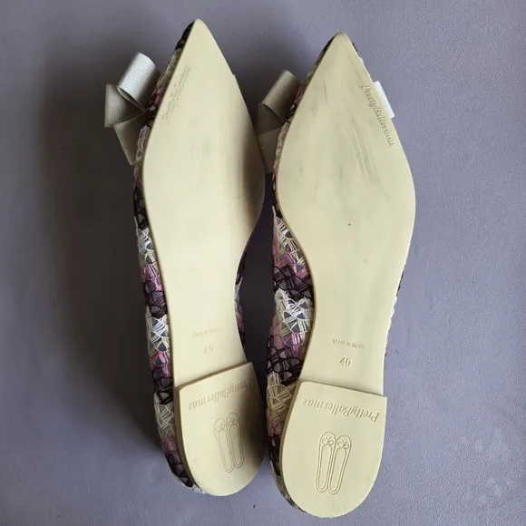 Pretty Ballerinas Ella Pointy Toe Flat Shoes Women's 9 Coquette Feminine Ballet