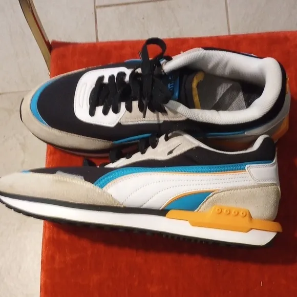 Puma Black and Blue Sneakers with Retro Design