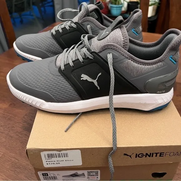 Puma Ignite Elevate Men’s Golf Shoes Gray and Black 9.5 Regular Soft Spikes