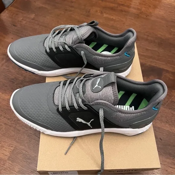 Puma Ignite Elevate Men’s Golf Shoes Gray and Black 9.5 Regular Soft Spikes