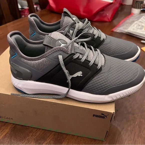 Puma Ignite Elevate Men’s Golf Shoes Gray and Black 9.5 Regular Soft Spikes