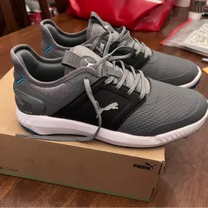 Puma Ignite Elevate Men’s Golf Shoes Gray and Black 9.5 Regular Soft Spikes