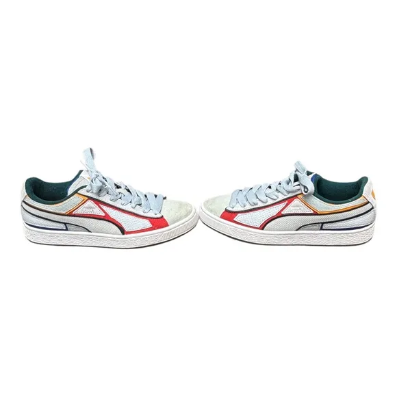 Puma Men’s 7.5 Suede Layers Heritage Gray Black Varsity Green Retro Sneakers